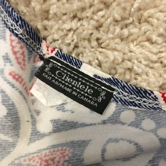 Clientele Bell Sleeve Paisley Denim & Lace Print Top - Picture 9 of 15